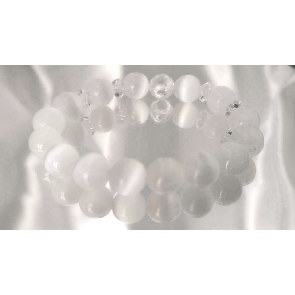 Őrangyal Karkötő – Fehér Szelenit & Hegyikristály