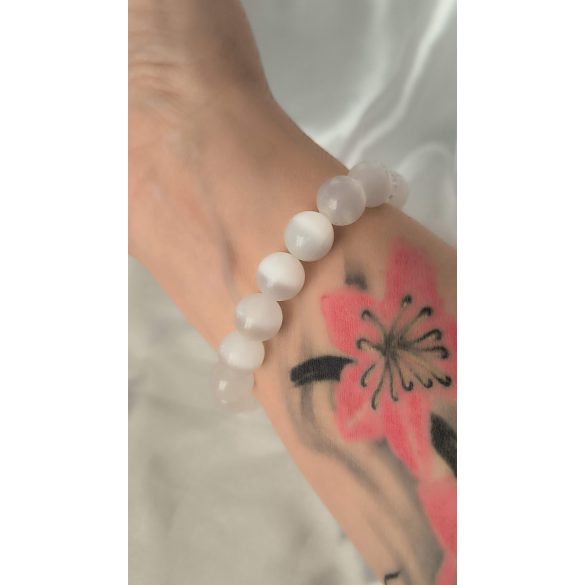 Őrangyal Karkötő – Fehér Szelenit & Hegyikristály