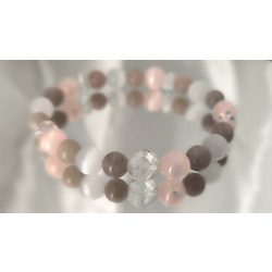   Őrangyal Karkötő – Morganit & Angyal Aura Rózsaszín Szelenit & Fehér Szelenit