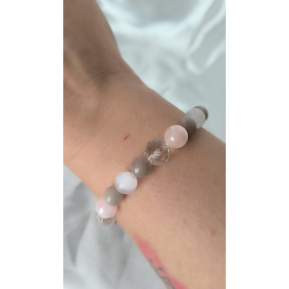 Őrangyal Karkötő – Morganit & Angyal Aura Rózsaszín Szelenit & Fehér Szelenit