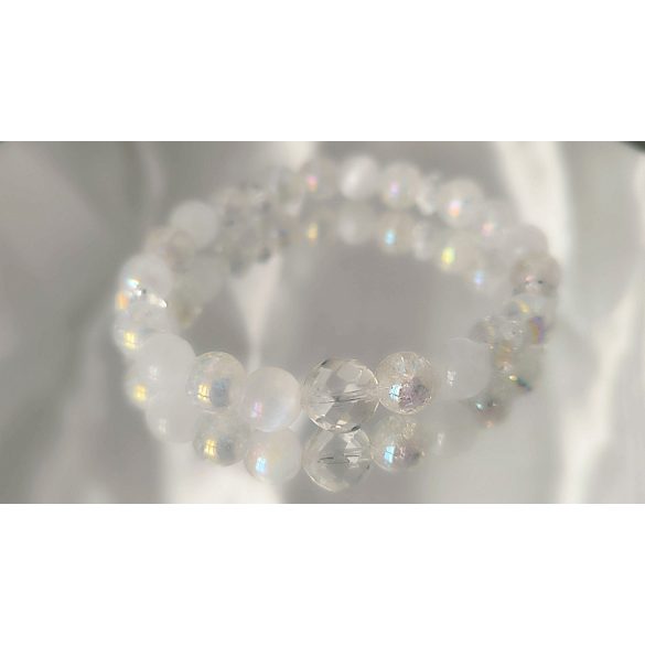 Őrangyal Karkötő – Angyal Aura Kvarc & Fehér Aura Szelenit & Fehér Szelenit