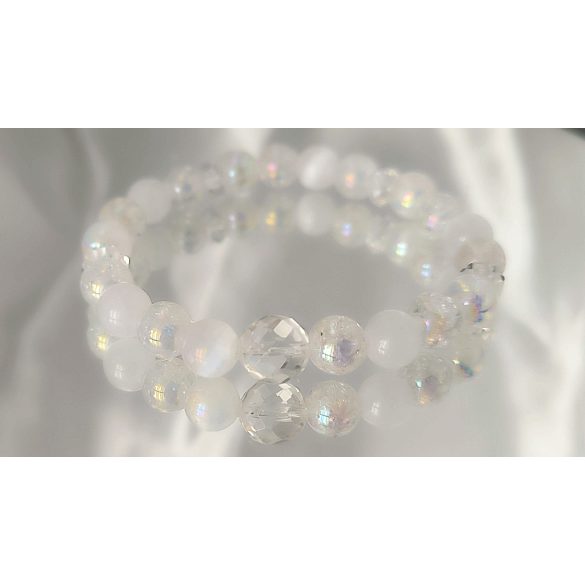 Őrangyal Karkötő – Angyal Aura Kvarc & Fehér Aura Szelenit & Fehér Szelenit