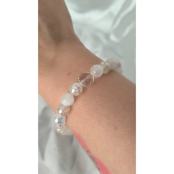 Őrangyal Karkötő – Angyal Aura Kvarc & Fehér Aura Szelenit & Fehér Szelenit