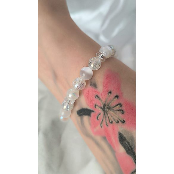 Őrangyal Karkötő – Angyal Aura Kvarc & Fehér Aura Szelenit & Fehér Szelenit