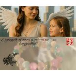 Gyerek Őrangyal Karkötő – Pasztell Vegyes Szelenit & Rózsakvarc & Angyal Medál