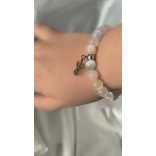 Gyerek Őrangyal Karkötő – Pasztell Vegyes Szelenit & Rózsakvarc & Angyal Medál