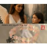 Gyerek Őrangyal Karkötő – Színjátékos Szelenit (Barack & Világos Zöld) & Rózsakvarc & Angyal Medál