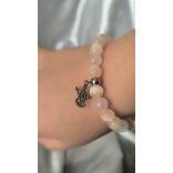 Gyerek Őrangyal Karkötő – Színjátékos Szelenit (Barack & Világos Zöld) & Rózsakvarc & Angyal Medál