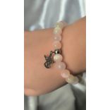 Gyerek Őrangyal Karkötő – Színjátékos Szelenit (Barack & Világos Zöld) & Rózsakvarc & Angyal Medál