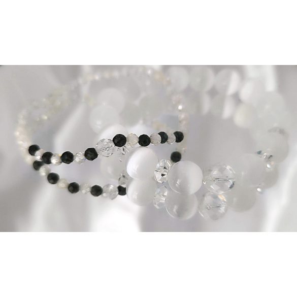 Őrangyal Karkötő – Fehér Szelenit & Hegyikristály + Kísérő Karkötő – Szerafinit & Cirkon 