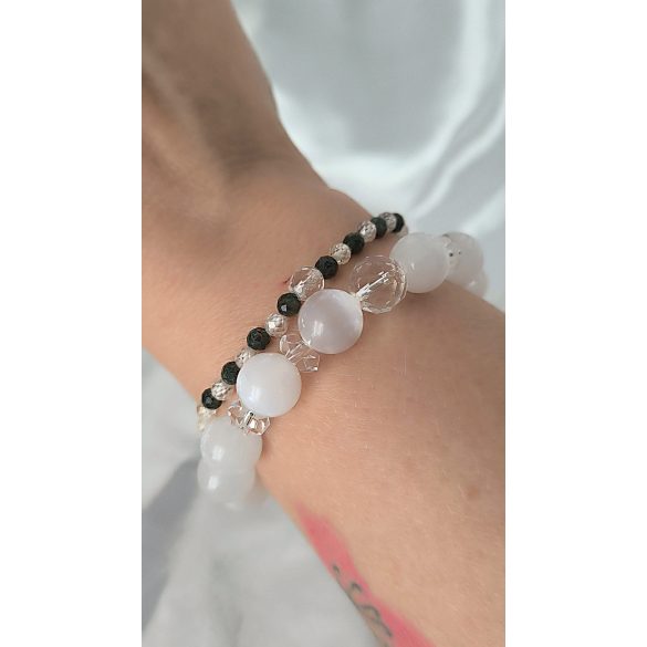 Őrangyal Karkötő – Fehér Szelenit & Hegyikristály + Kísérő Karkötő – Szerafinit & Cirkon 