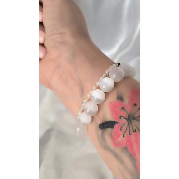 Őrangyal Karkötő – Fehér Szelenit & Hegyikristály + Kísérő Karkötő – Szerafinit & Cirkon 