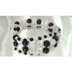   Őrangyal Karkötő – Ametiszt & Angyal Aura Lila Szelenit + Kísérő Karkötő – Szerafinit & Cirkon (4 mm)