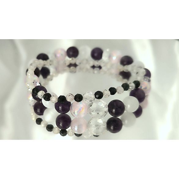 Őrangyal Karkötő – Ametiszt & Angyal Aura Lila Szelenit + Kísérő Karkötő – Szerafinit & Cirkon (4 mm)