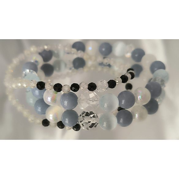 Őrangyal Karkötő – Angelit & Világoskék Szelenit + Kísérő Karkötő – Szerafinit & Cirkon (4 mm)