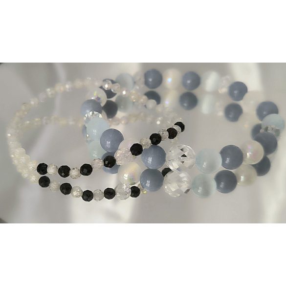 Őrangyal Karkötő – Angelit & Világoskék Szelenit + Kísérő Karkötő – Szerafinit & Cirkon (4 mm)