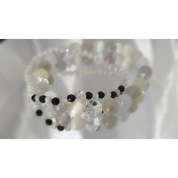 Őrangyal Karkötő – Arany Rutil & Sárga Szelenit & Fehér Szelenit + Kísérő Karkötő – Szerafinit & Cirkon (4 mm)