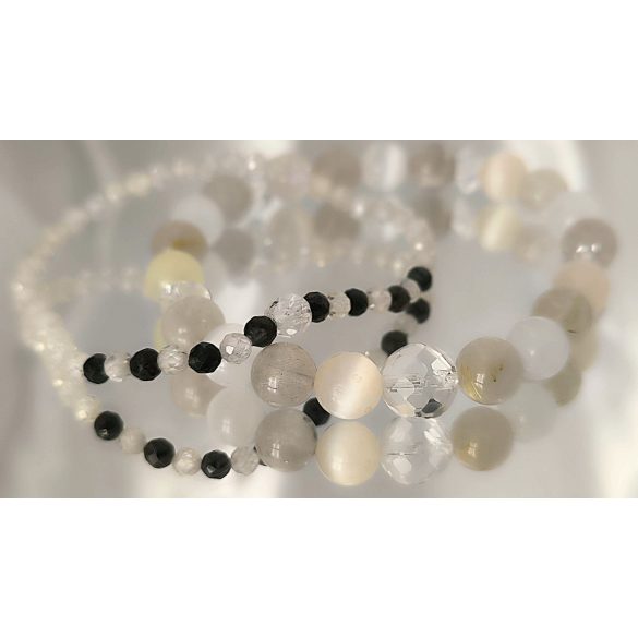 Őrangyal Karkötő – Arany Rutil & Sárga Szelenit & Fehér Szelenit + Kísérő Karkötő – Szerafinit & Cirkon (4 mm)