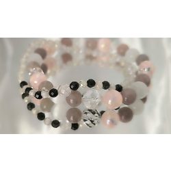   Őrangyal Karkötő – Morganit & Angyal Aura Rózsaszín Szelenit & Fehér Szelenit + Kísérő Karkötő – Szerafinit & Cirkon (4 mm)