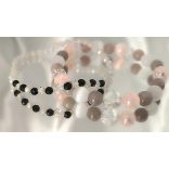 Őrangyal Karkötő – Morganit & Angyal Aura Rózsaszín Szelenit & Fehér Szelenit + Kísérő Karkötő – Szerafinit & Cirkon (4 mm)