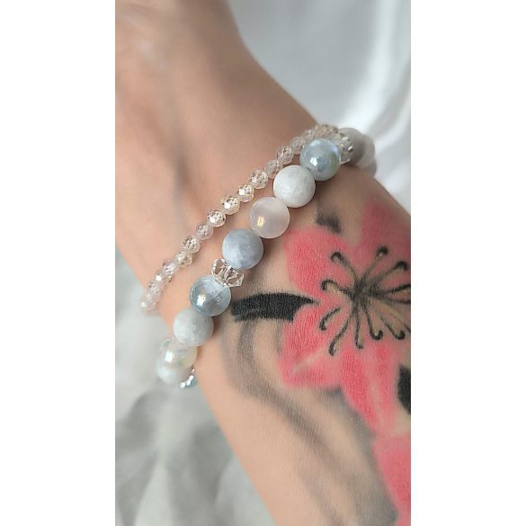 . Őrangyal Karkötő – Cölesztin & Kék Angyal Aura Szelenit & Fehér Angyal Aura Szelenit + Kísérő Karkötő – Szerafinit & Cirkon (4 mm)