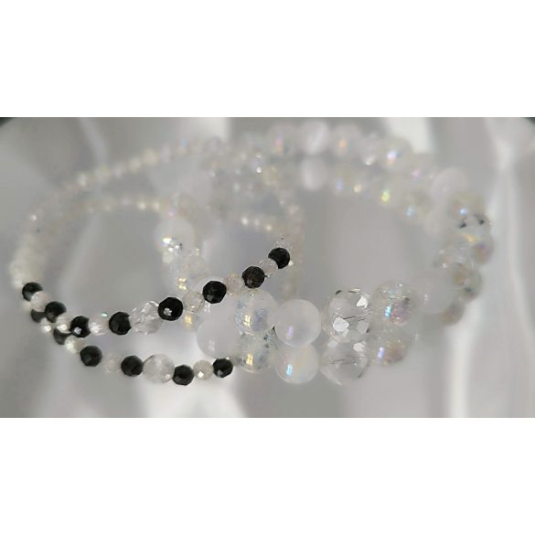 Őrangyal Karkötő – Angyal Aura Kvarc & Fehér Angyal Aura Szelenit & Fehér Szelenit + Kísérő Karkötő – Szerafinit & Cirkon (4 mm)