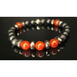 Monolith – Ónix, Karneol & Hematit férfi ásvány karkötő – A belső tűz és erő eleganciája