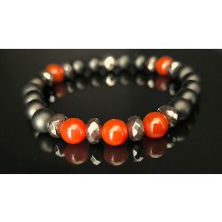   Monolith – Ónix, Karneol & Hematit férfi ásvány karkötő – A belső tűz és erő eleganciája