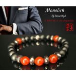 Monolith – Ónix, Karneol & Hematit férfi ásvány karkötő – A belső tűz és erő eleganciája