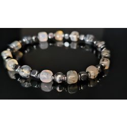   Monolith – Achát kocka & Hematit kocka férfi karkötő - A Struktúra Ereje