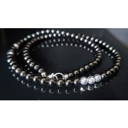   MONOLITH NOIR – Obszidián & Hematit férfi prémium  ásvány nyaklánc