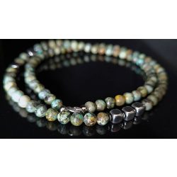   MONOLITH TERRA – Afrikai Türkiz & Hematit férfi prémium ásvány nyaklánc