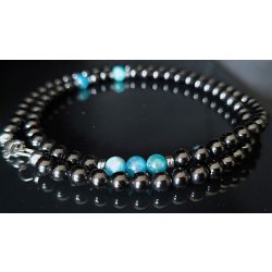   MONOLITH FOCUS – Ónix, Kék Apatit & Hematit férfi prémium ásvány nyaklánc