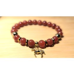   Ló Éve Prémium ásvány Karkötő – Vörös Karneol & Aranyozott Hematit