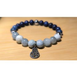   2026 – A Ló Éve VÍZ Elem Prémium ásvány Karkötő Akvamarin, Lapis Lazuli & Wu Lou medál