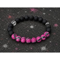   PULSE – ASPHALT / PINK Prémium Designer ásvány karkötő