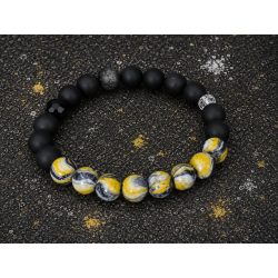   PULSE – ASPHALT / YELLOW Prémium Designer ásvány karkötő